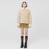 ハートボタンショートシャーリングジャケット / HEART BUTTON SHORT SHEARLING JACKET _ BEGIE