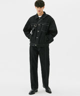 WASHING STITCH DENIM PANTS (BLACK) (6585489391734)