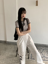 ホルプスターオーバーロック半袖クロップドTシャツ / Holp Star Overlock Short Sleeve Cropped T-shirt