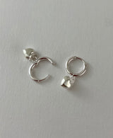 [92.5silver] bell heart one-touch earrings