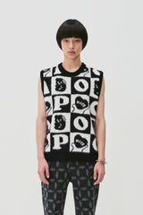 Hope Checker-Board Knit Vest_Black (6678732931190)