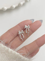 [シルバー925]リボンフリルピアス