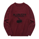 CHERRY JACQUARD GRAPHIC ROUND KNIT [DARK PURPLE]
