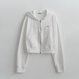 レイニークロップフーディージップアップ / RAINY CROP HOODIE ZIP UP (WHITE,GREEN-BLUE)