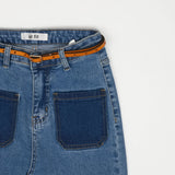 セミブーツカットフィットベルトセットデニムパンツ / LEE EUN-JI WORN SEMI BOOTSCUT FIT BELT SET DENIM PANTS [6880]