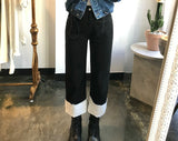 セミワイドフィットデニムパンツ/SEMI WIDE FIT BLACK+WHITE DENIM PANTS [17723]