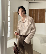 Extended Sleeve Flap Pocket Shirt(3 color) (6595314188406)