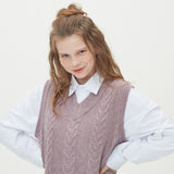 CABLE KNIT VEST_PURPLE (6610822955126)