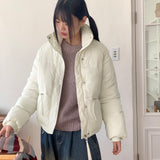 Sizen zipper pocket collar short padded coat