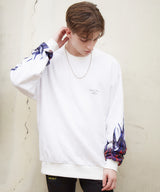 ファイヤーパターン袖プリントトレーナー/スウェット/FIRE PATTERN SWEATSHIRT (4580960993398)