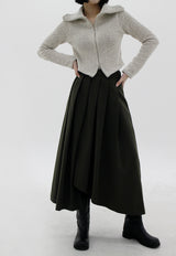 アンバランスプリーツスカート / Unbalanced pleated skirt (2color)