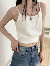 コットンボタンバンディングクロップドキャミソール/Waiben Cotton Button Banding Cropped Sleeveless