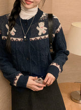 Nordic Bear Wool Knit Cardigan (3color)