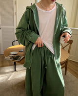 ニットピグメントフードジップアップ / Kint pigment hood zip-up (3 color)