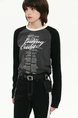 キルシーレタリングラグランTシャツ／KIRSH LETTERING LAGLAN T-SHIRT [BLACK]