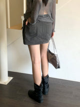 Even Stitch Pocket Cargo Cotton Mini Skirt