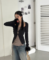 a sleeved bolero layered cardigan