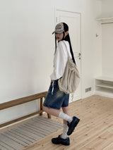 プリーツデイリーナイロンストリングポケットバックパック/Pleated Daily Nylon String Pocket Backpack