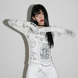 0 3 Computer Angel Print Top - WHITE