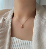 ラブレタリングオーバルハートキーハンドメイドネックレス/llov Silver 925 Love Lettering Oval Heart Key Handmade Necklace