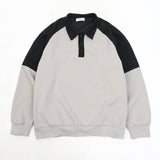 カラーブロックボタンスウェットシャツ / Color Block Button Sweatshirt_2color