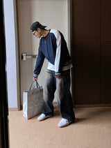 No.0412 blue black washing denim PT