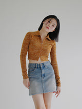 ビーフカラージップアップTシャツ / Beef collar zip-up T-shirt (4color)