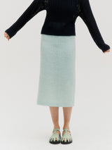 Tweed back slit skirt - Custard yellow (6682214105206)