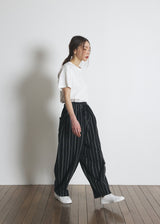 DOTTED-STRIPE BALLOON SWEAT PANTS (Black) / ドットストライプバルーンスウェットパンツ