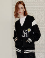 M PATCH VARSITY CARDIGAN BLACK (6691449143414)