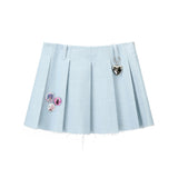 1 0 デニムプリーツスカート / 1 0  denim pleated skirt - LIGHT BLUE