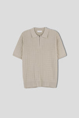 トッドケーブルジップアップ半袖襟付きニット / Tod Cable Zip-Up Short-Sleeved Collar Knitwear (8 colors)