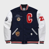 Grand Baseball Navy & White Unisex Varsity Jacket