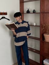 Other Knit Border Short Sleeve T Shirt (3color)