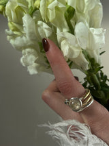 NOTE RING GOLD(silver+16K gold plated, rutilated quartz)