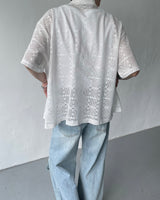 SIメッシュショートスリーブシャツカーディガン / SI mesh short-sleeved shirt cardigan (2 colors)