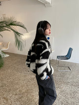 プリントウェーブモヘアニット