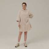 プリーツフードジャージードレス / PLEATS HOOD JERSEY DRESS_OATMEAL