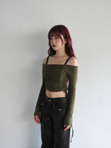 シャーリングトップス / SHIRRING TOP (KHAKI)