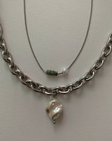ホワイトパールチェーンネックレス/white pearl chain necklace