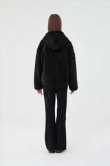 チェリーフリースフーディー付きジャンパー / CHERRY FLEECE HOODIE JUMPER [BLACK]