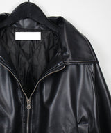 レザークロップブルゾンパディング/Leather crop blouson padding (2color)