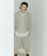 UNISEX PINTUCK STITCH BERMUDA PANTS M - LIGHT BEIGE (6689421557878)