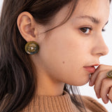ボタンピアス/Merry,Motive signature button earring (Khaki)