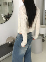 Techi string washed wide denim pants