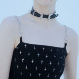 チェーンショルダーストラップクロスドレス/1 2 chain shoulder strap cross dress