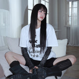 0 6 パンクバンドキャットTシャツ / 0 6 punk band cat t-shirt - WHITE