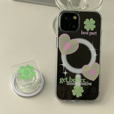 Heart Clover Magsafe Phone Case acrylic Tok Set