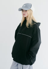 ラウンドラインフーデッドジャケット/BSR2223FWJK045 ROUND LINE HOODED JACKET BLACK
