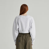 WHITE ATHR CROP SWEATSHIRT